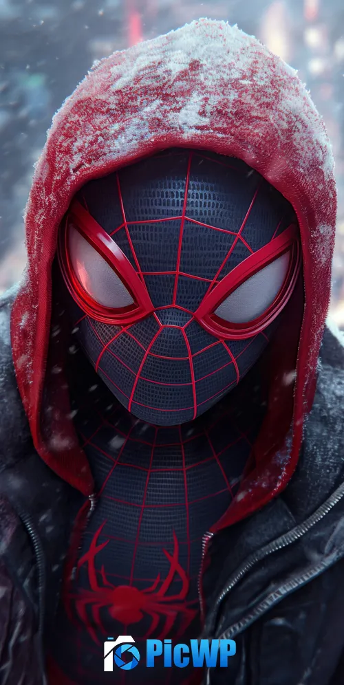 Miles Morales Snowfall 3K Mobile Wallpaper