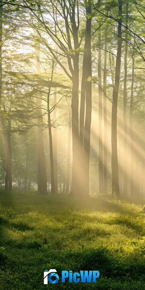 Thick forest Sunlight 3K Mobile Wallpaper