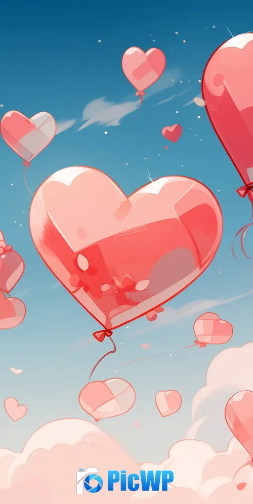 Flying Love hearts 3K Mobile Wallpaper