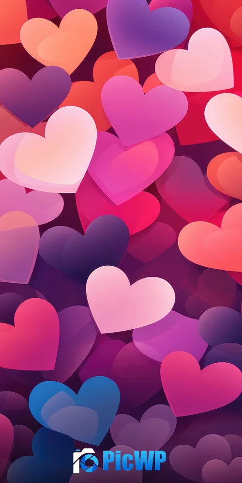 Colorful Love hearts 3K Mobile Wallpaper