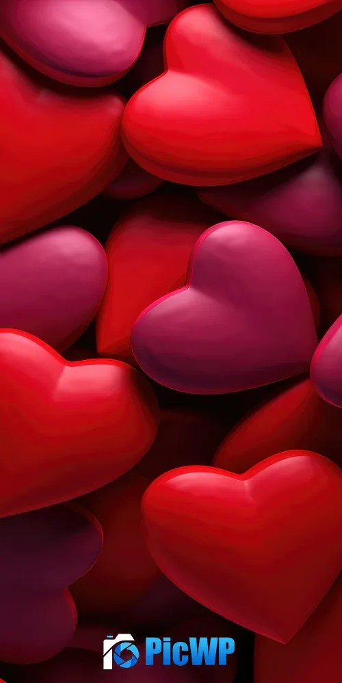 Valentine Red hearts 3K Mobile Wallpaper