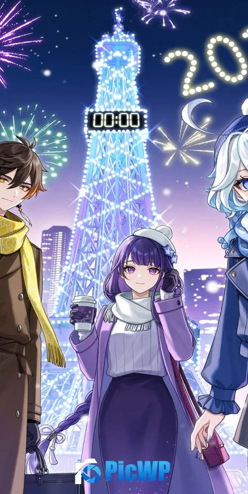 Genshin Impact New Year celebrations 3K Mobile Wallpaper