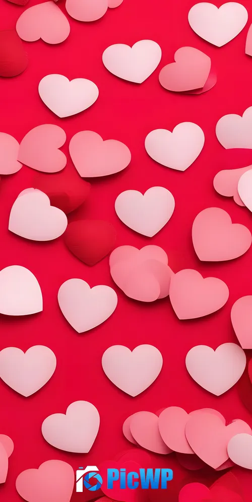 Red hearts Red background 3K Mobile Wallpaper