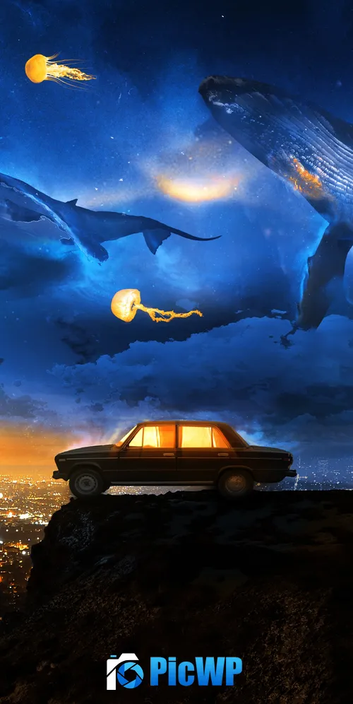 Flying Whales 3K Mobile Wallpaper