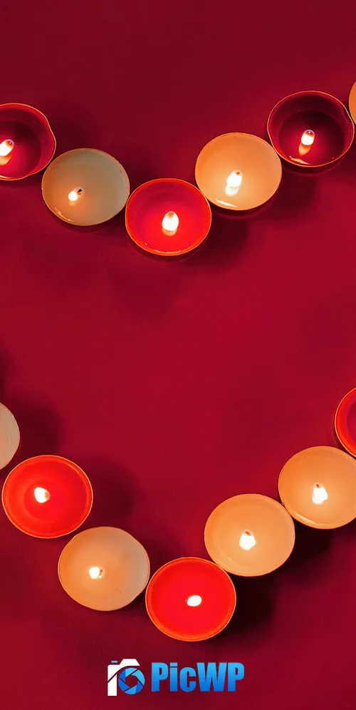 Heart shape Wax candles 3K Mobile Wallpaper