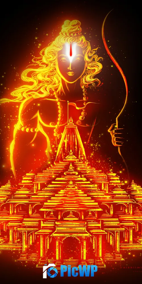 Ayodhya Ram Mandir Glowing 3K Mobile Wallpaper