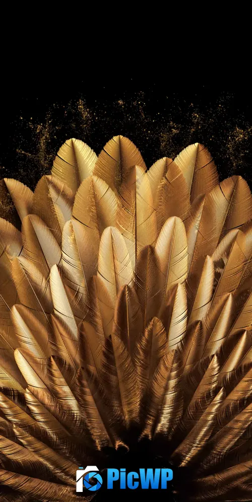 Golden Peacock feathers 3K Mobile Wallpaper