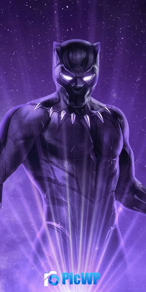Black Panther Purple Fan Art 3K Mobile Wallpaper