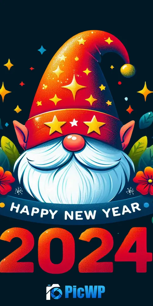 Happy New Year 2024 Santa Claus 3K Mobile Wallpaper