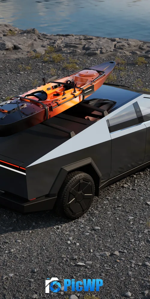 Tesla Cybertruck Kayak 3K Mobile Wallpaper