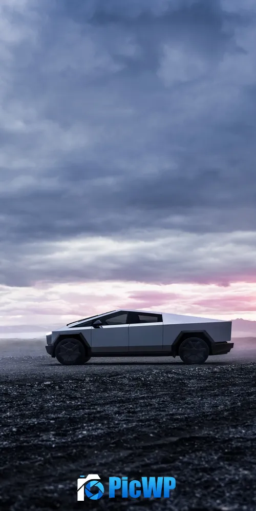 Tesla Cybertruck Sunset 3K Mobile Wallpaper