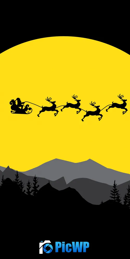 Santa Claus Full moon 3K Mobile Wallpaper