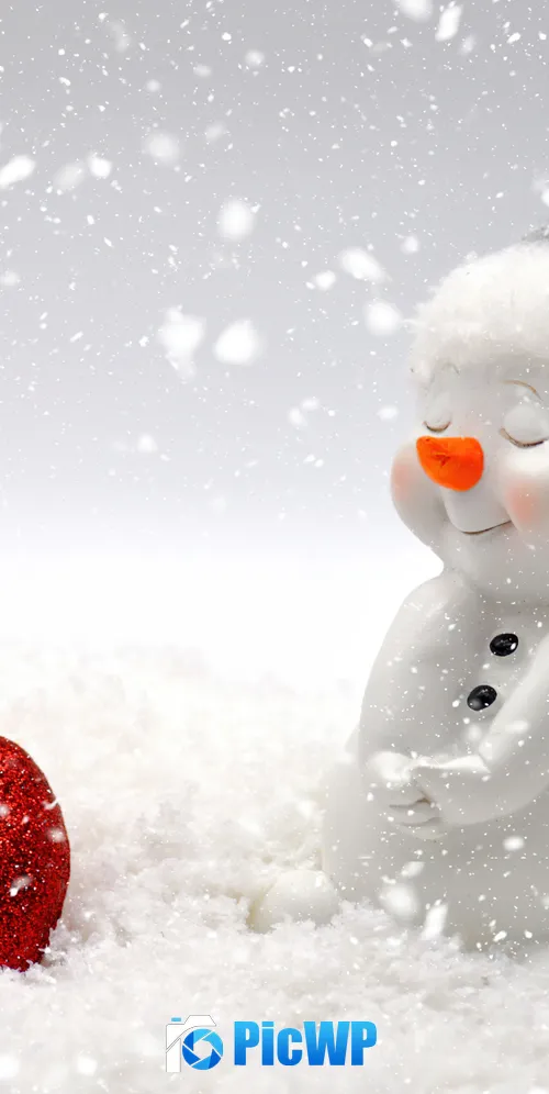 Snowman Red heart 3K Mobile Wallpaper