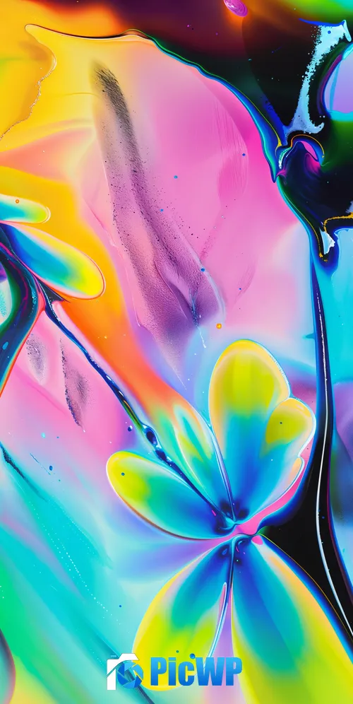 Multicolor Fluid abstract 3K Mobile Wallpaper