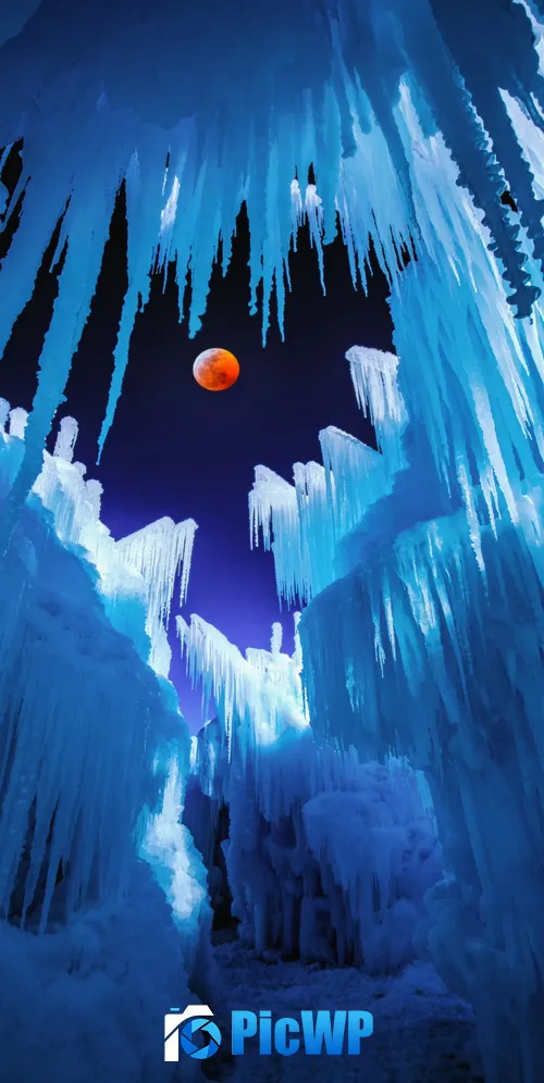 Ice Castles Eclipse 3K Mobile Wallpaper