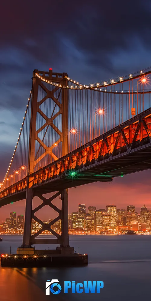 Golden Gate Bridge Night City 3K Mobile Wallpaper