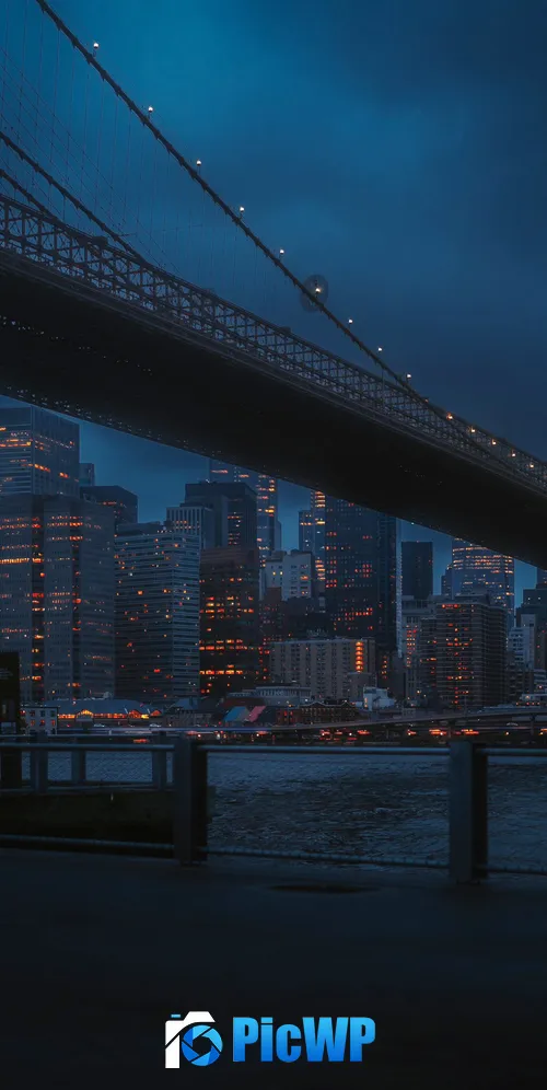New York City Brooklyn Bridge at Night 3K Mobile Wallpaper