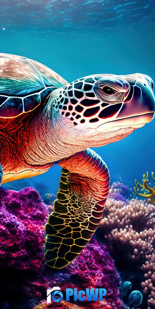 Sea Turtle AI art 3K Mobile Wallpaper