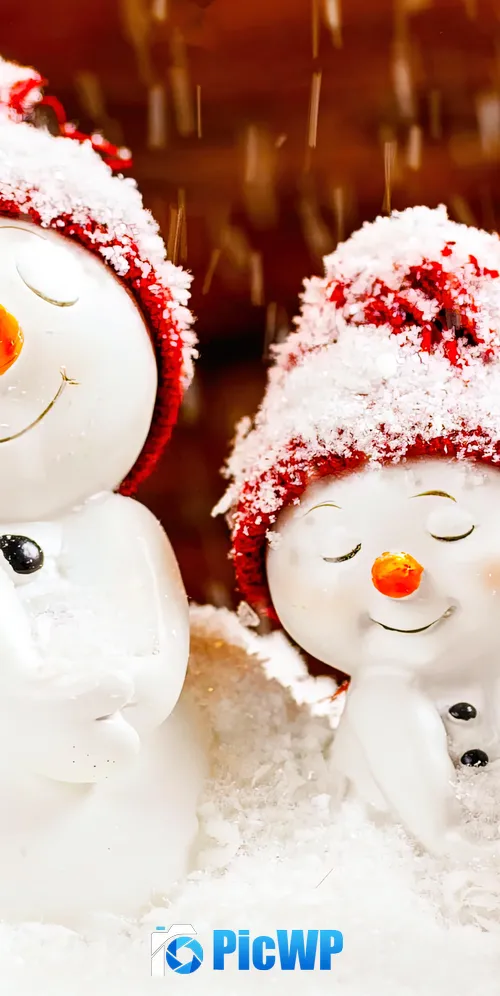 Snowman Family 3K Mobile Wallpaper
