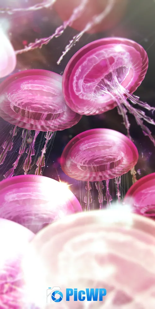 Jellyfishes Pink aesthetic 3K Mobile Wallpaper