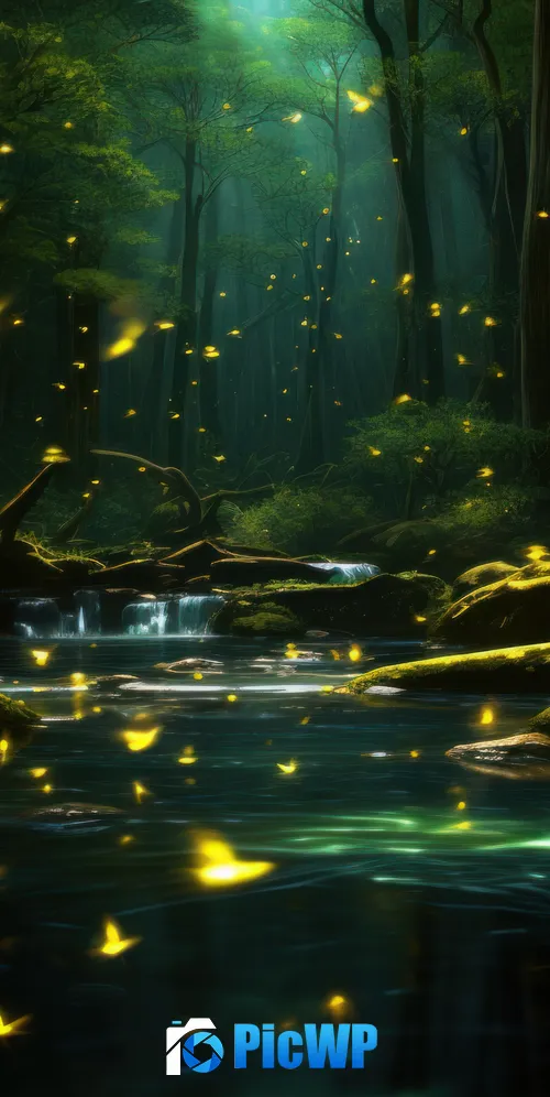 Fireflies Forest 3K Mobile Wallpaper