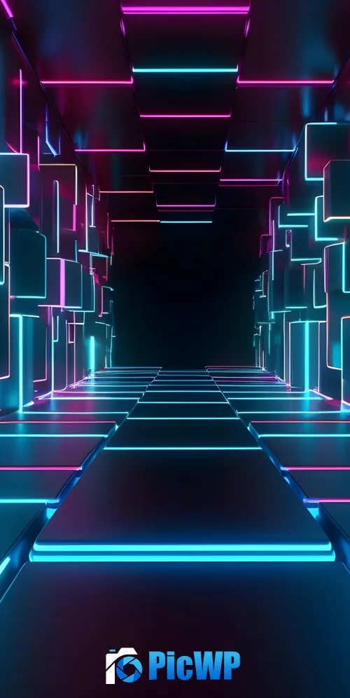Neon Lights 3D Render 3K Mobile Wallpaper