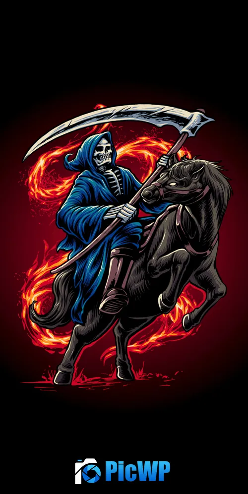 Grim Reaper Horse 3K Mobile Wallpaper