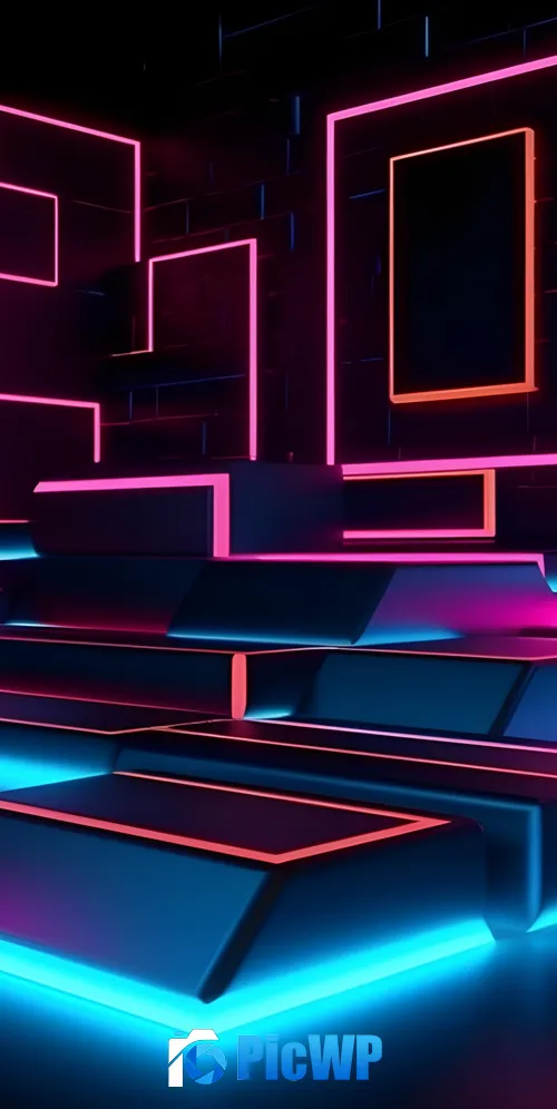 Neon Geometric Modern interior 3K Mobile Wallpaper