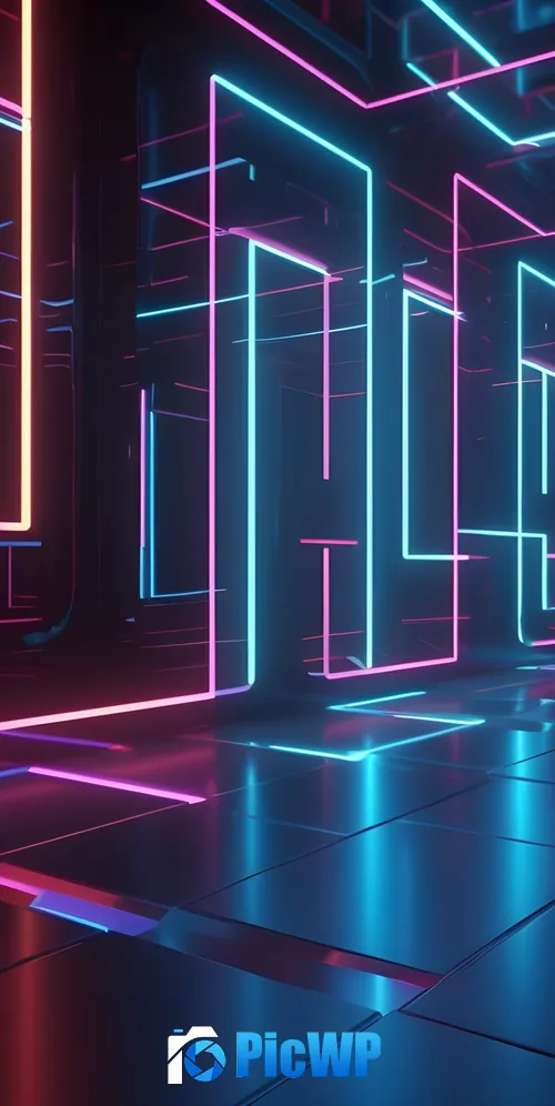Neon Lights Hallway 3K Mobile Wallpaper