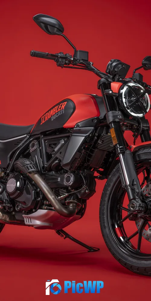 Ducati Scrambler Full Throttle Red background 3K Mobile Wallpaper