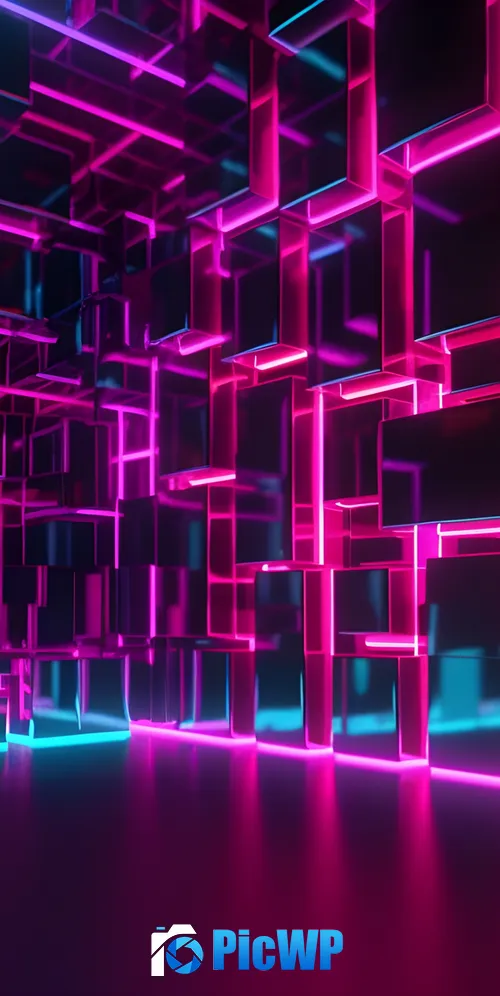Neon background Cubes 3K Mobile Wallpaper