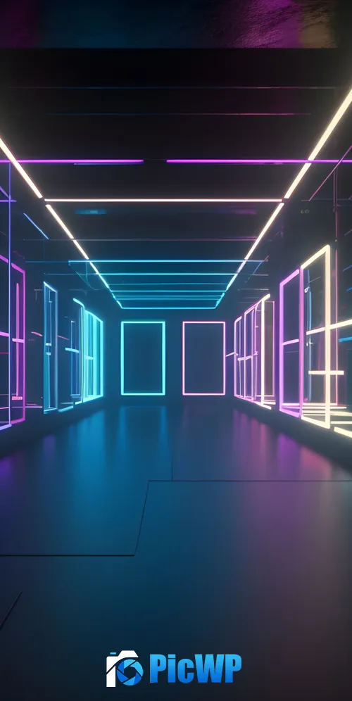 Neon Glowing Colorful Corridor 3K Mobile Wallpaper