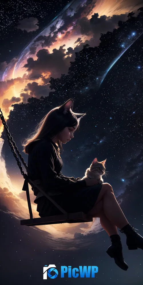 Cute Girl Kitten 3K Mobile Wallpaper