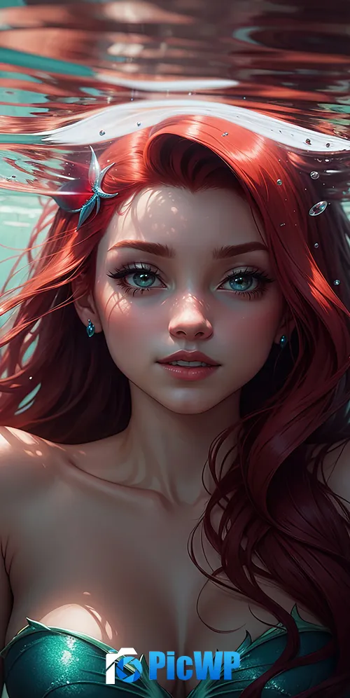 Ariel (Disney Princess) AI art 3K Mobile Wallpaper
