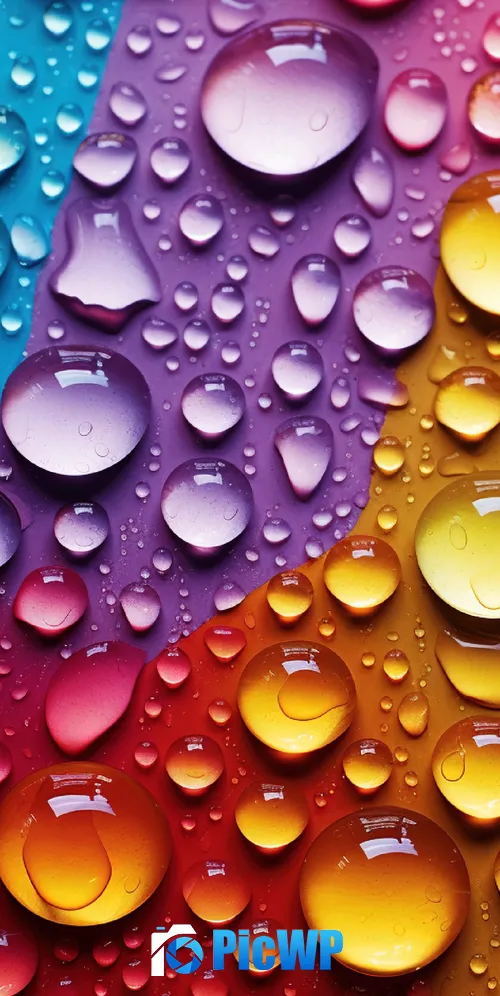 Water drops Colorful background 3K Mobile Wallpaper