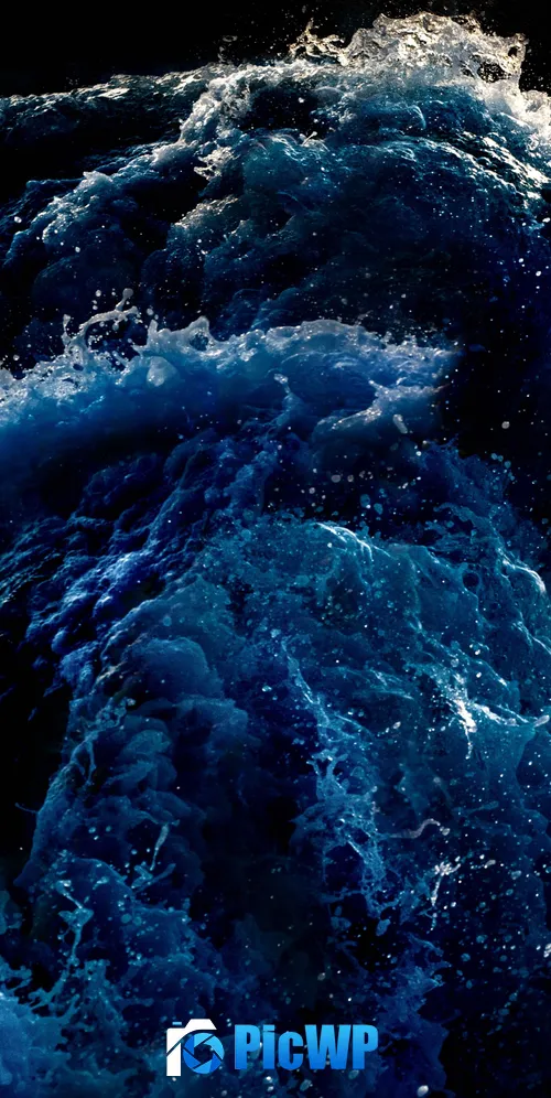 Waves Deep blue 3K Mobile Wallpaper