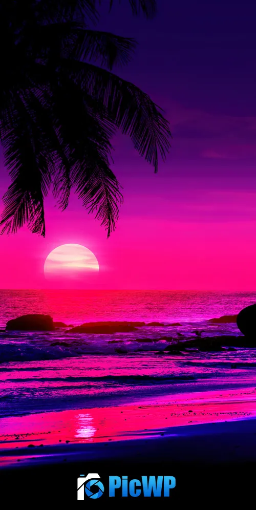 Tropical beach AI art 3K Mobile Wallpaper