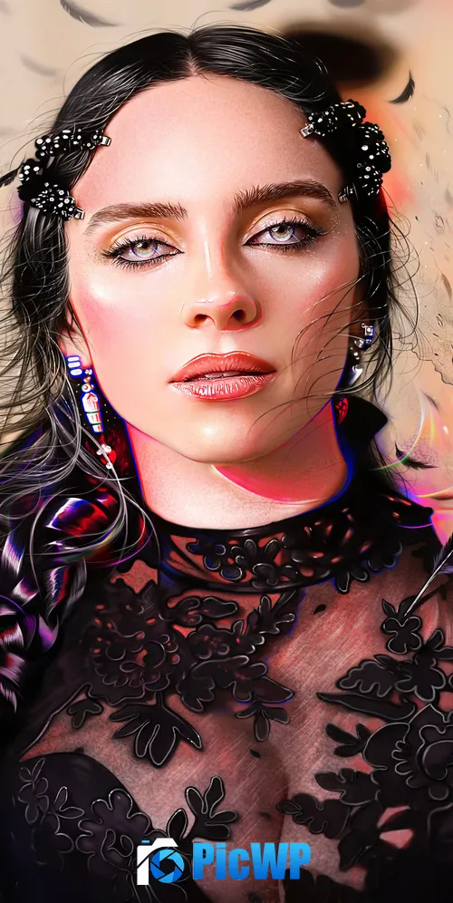 Billie Eilish Illustration 3K Mobile Wallpaper