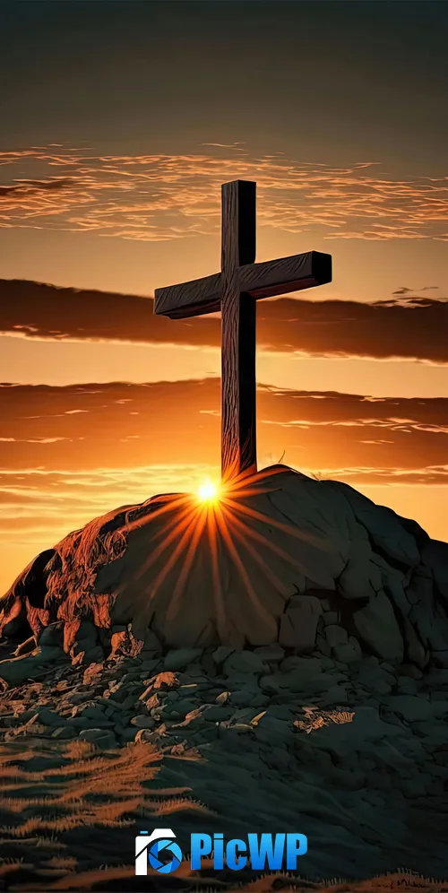 Christian cross AI art 3K Mobile Wallpaper