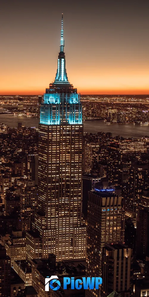 New York City Empire State Building Sunset 3K Mobile Wallpaper