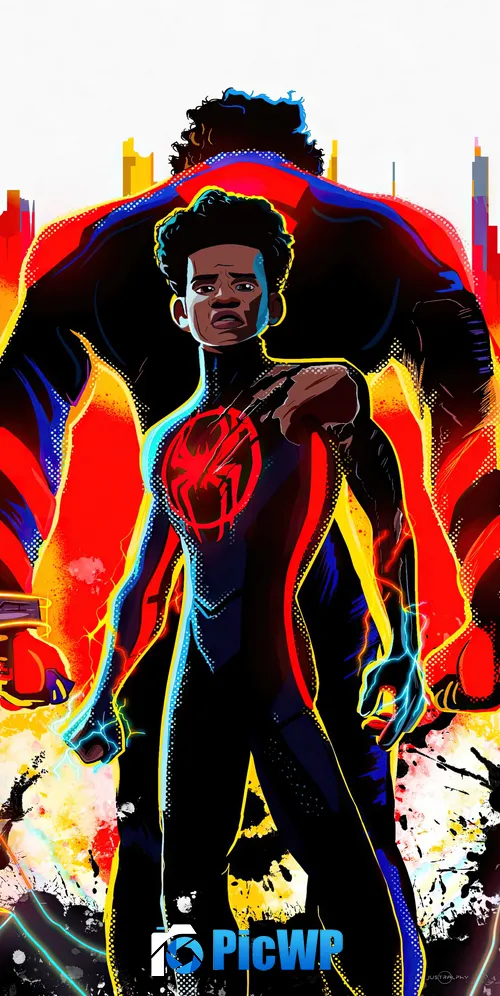 Miguel O'Hara and Miles Morales in Spider-Man: Across the Spider-Verse 3K Mobile Wallpaper
