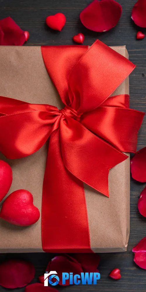 Gift box Red hearts 3K Mobile Wallpaper
