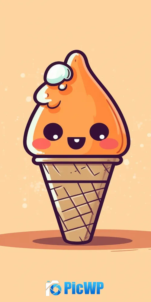 Kawaii ice cream Cute face 3K Mobile Wallpaper