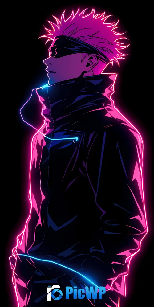 Satoru Gojo Neon pink 3K Mobile Wallpaper