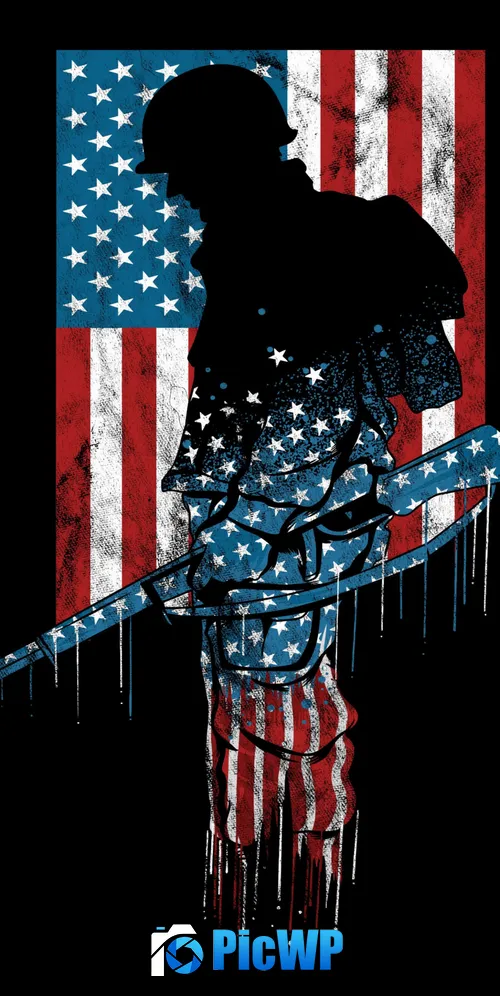American flag Soldier 3K Mobile Wallpaper