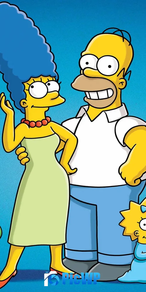 The Simpsons Blue background 3K Mobile Wallpaper