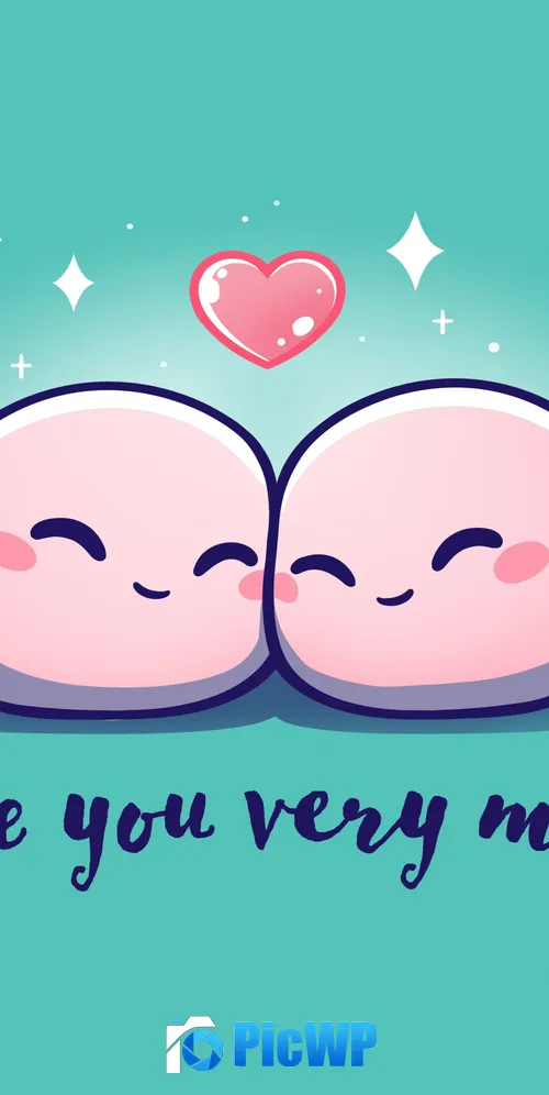 I Love You Kawaii cartoon 3K Mobile Wallpaper