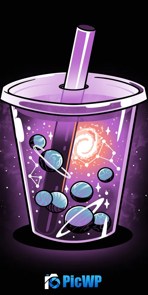 Bubble tea Planets 3K Mobile Wallpaper