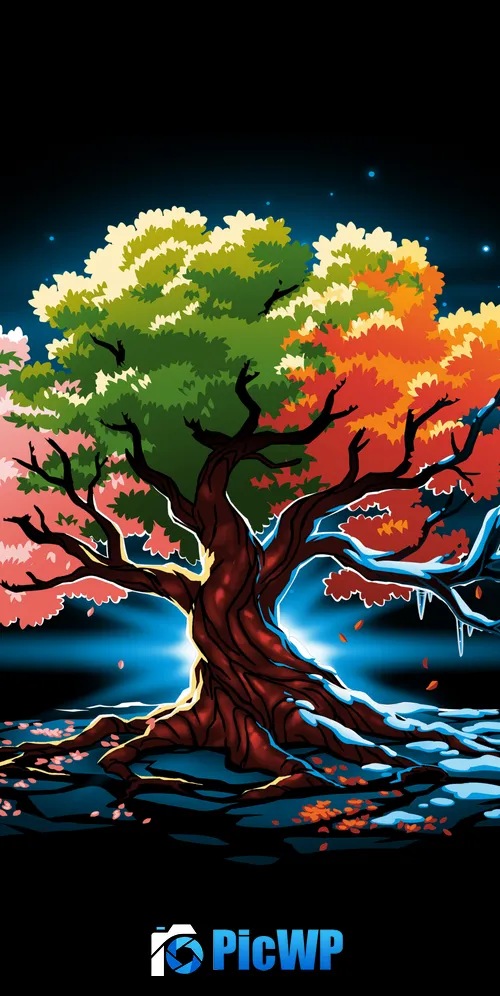 Tree Seasons 3K Mobile Wallpaper