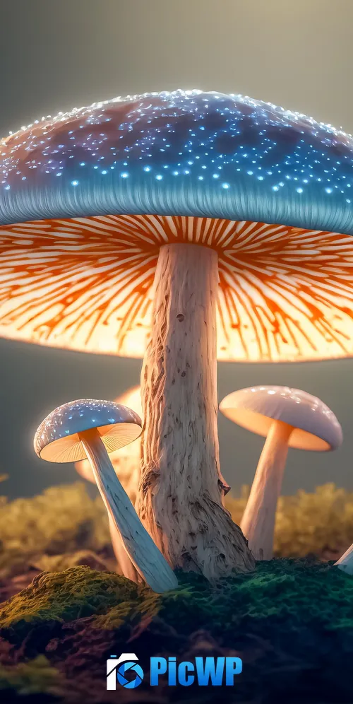 Mushroom forest Surreal 3K Mobile Wallpaper